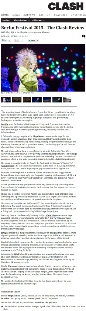 Berlin Festival 2013 - The Clash Review   Reviews   Clash Magazine