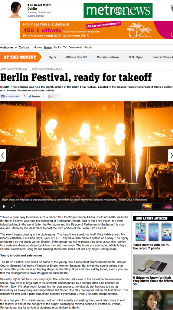 Berlin Festival, ready for takeoff - Metronews