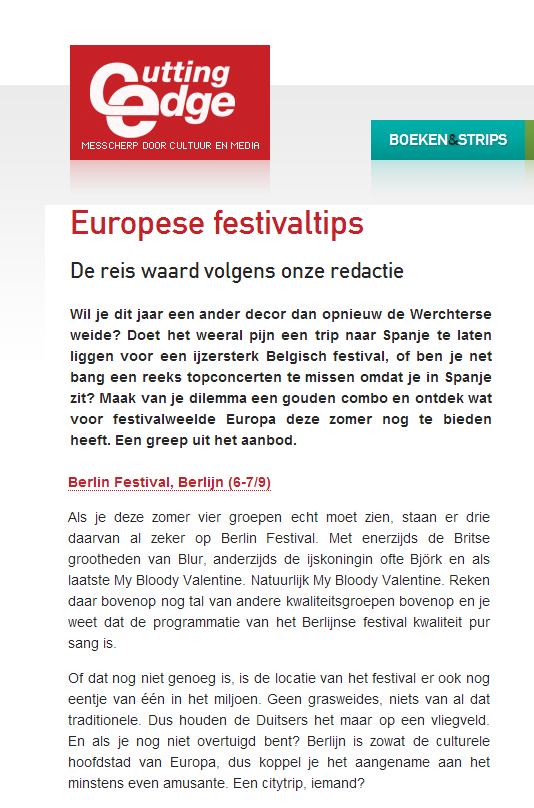 Cutting Edge   Europese festivaltips