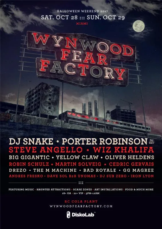 Wynwood Fear Factory Miami Halloween Weekend Announces Line-Up with DJ Snake, Porter Robinson and more